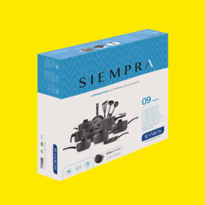 Embalagem do conjunto 9 peças antiaderentes Siempra Ramos