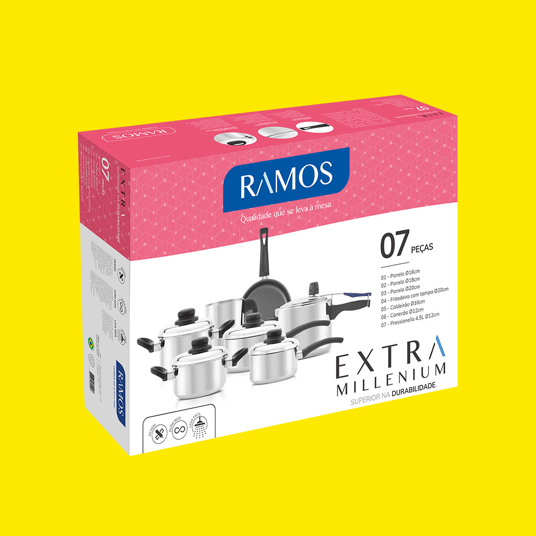 Conjunto Millenium - 7 peças - antiaderentes Extra Ramos - Loja
