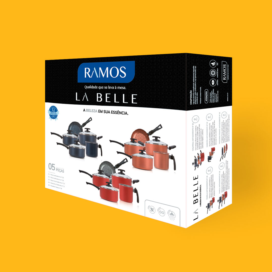 Conjunto - 5 peças - antiaderentes La Belle Ramos - Loja Alumínio
